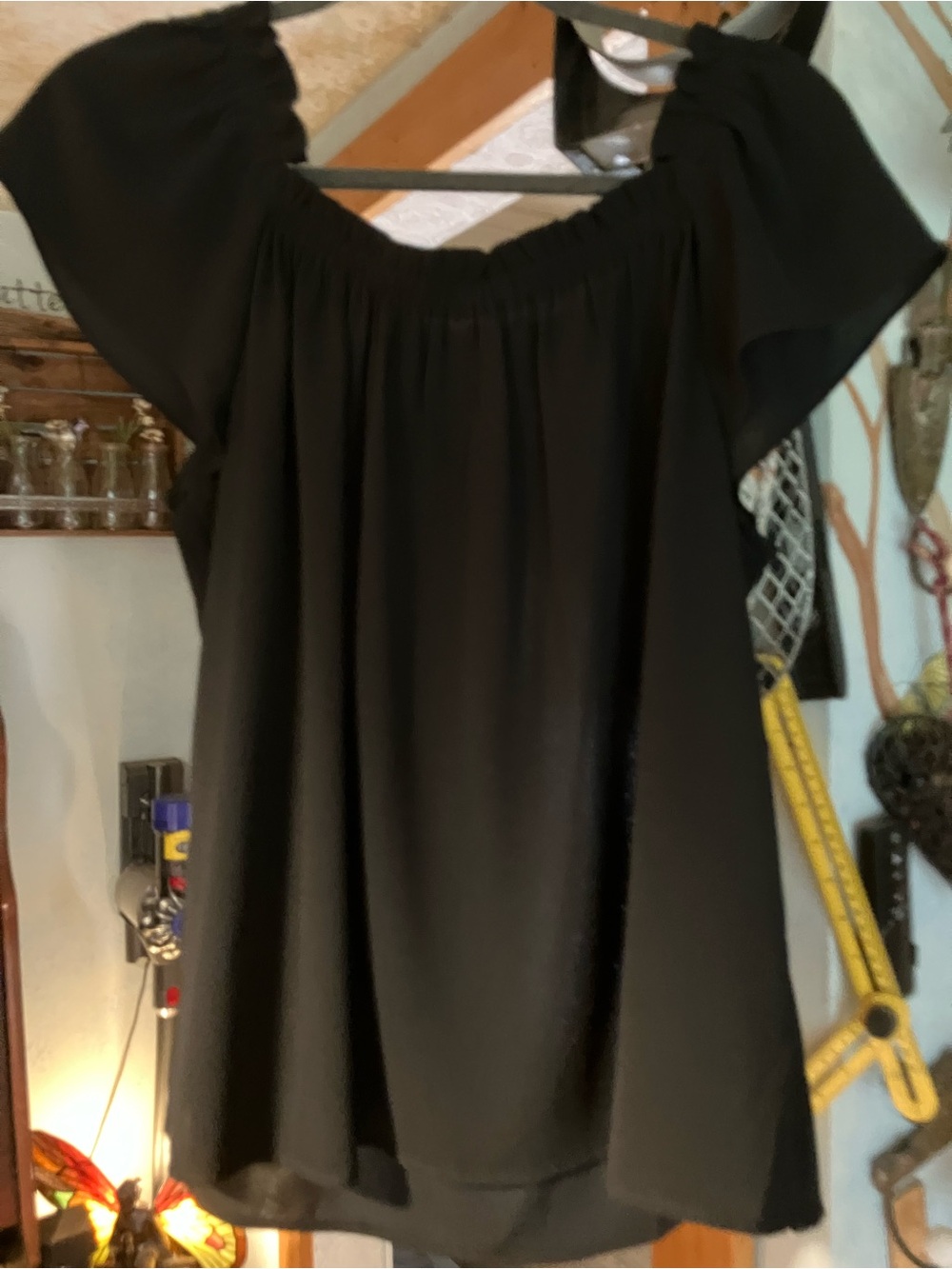 CeCe Black Off-Shoulder Blouse